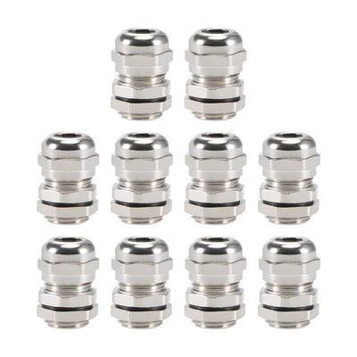 Harfington Uxcell M12x1.5 Cable Gland 3mm-6.5mm Wire Hole Waterproof Metal Joint Adjustable Locknut with Washer 10pcs