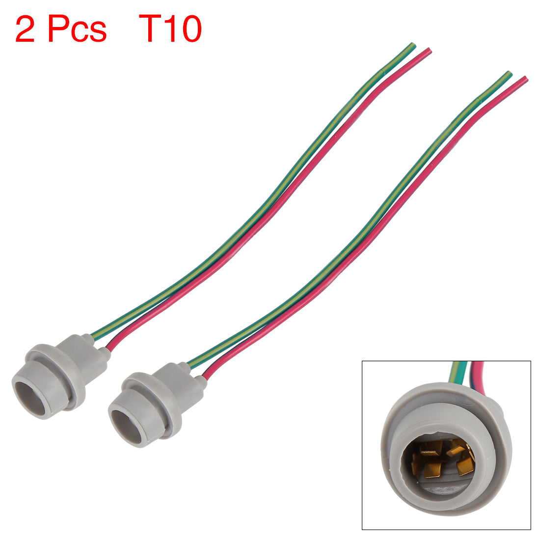 X AUTOHAUX 2 Pcs T10 T15 W5W Light Rubber Base Socket Wiring Harness Holder Connector Pigtail Adapter 168 194 2825 920 921 T10 T15