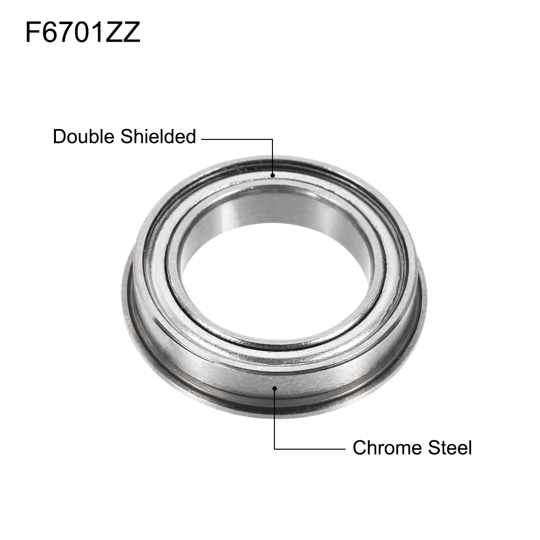 uxcell Uxcell F6701ZZ Flange Ball Bearing 12mmx18mmx4mm Double Metal Shielded (GCr15) Chrome Steel Bearings