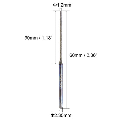 Harfington Uxcell Mini Diamond burrs Grinding Drill Bits Rotary Shank Cylindrical Ball Nose Tool