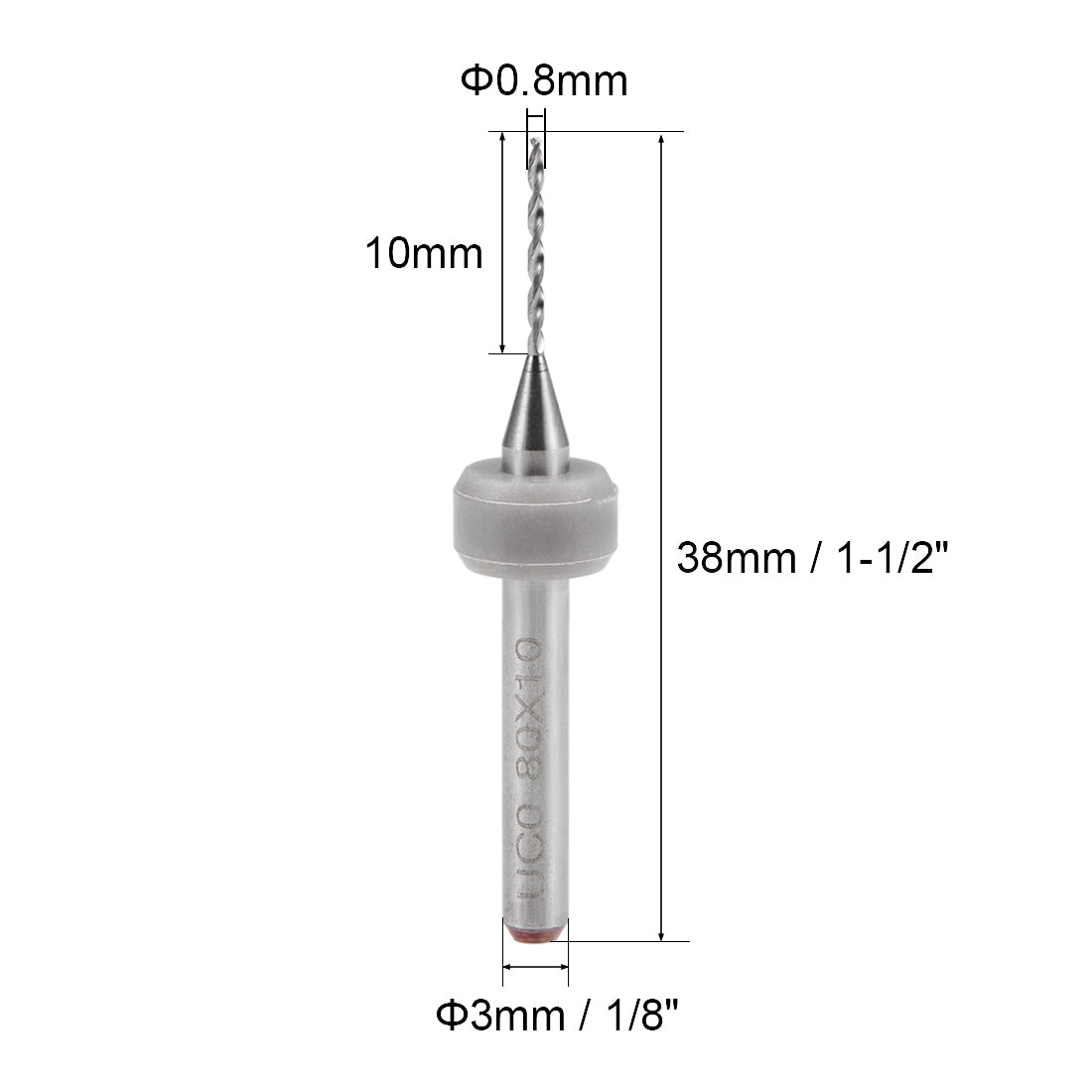 uxcell Uxcell 0.8mm Tungsten Carbide CNC Engraving Print Circuit Board PCB Drill Bits 10 Pcs