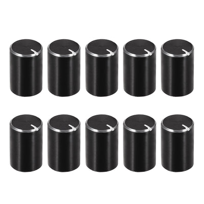 Harfington Uxcell 10pcs Potentiometer Knob Knurled Shaft Black Aluminum 6mm Shaft Dia. Rotary Knob 10mmx15mm Volume Control Knob