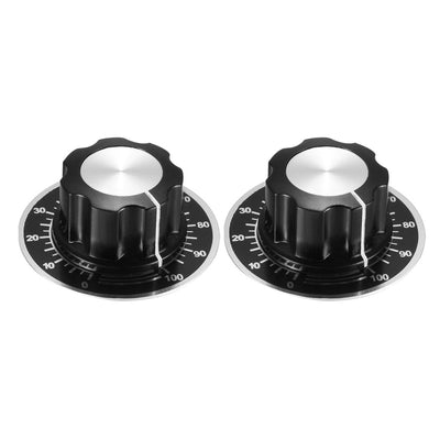 Harfington Uxcell 2Pcs Speaker Control Knob Volume Control Cap with 2pcs Digital Dial Scale Plate Potentiometer Rotate Button Control