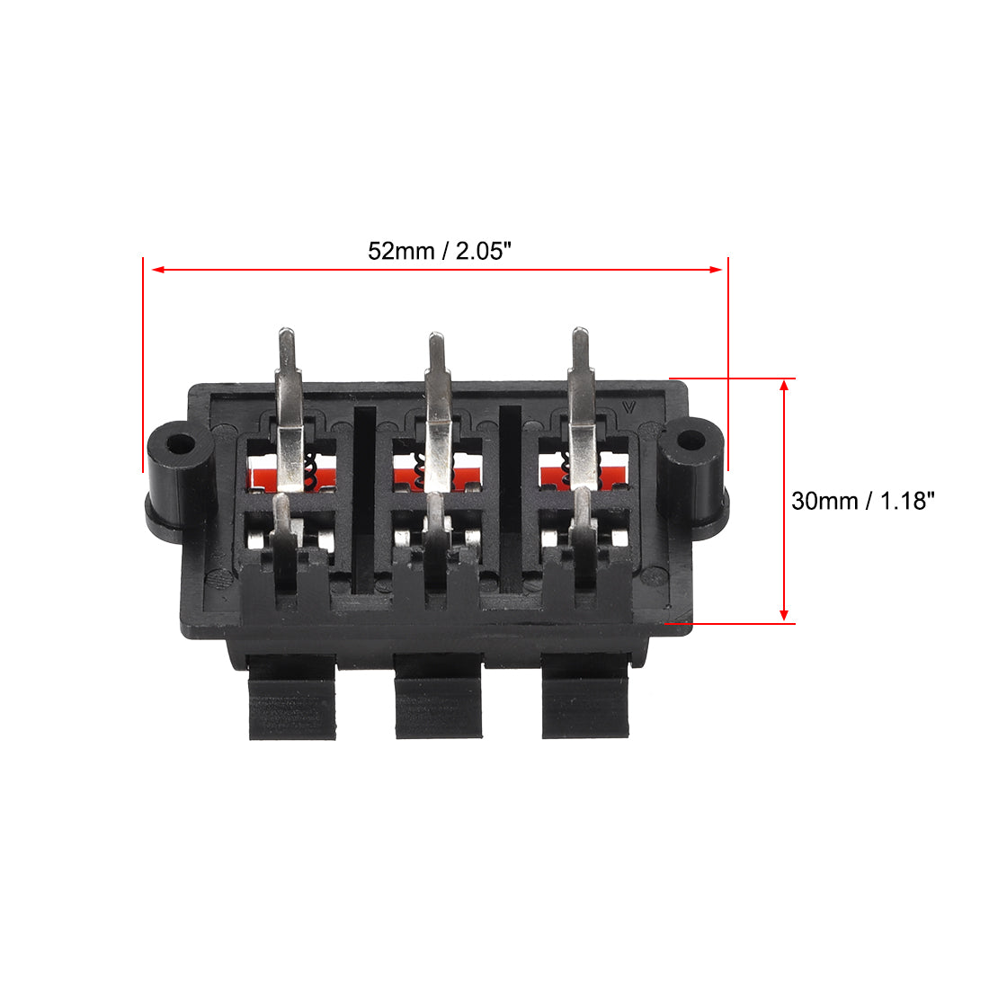 uxcell Uxcell 2 Row 6 Way  Spring Speaker Terminal Clip Push Release Connector Audio Cable Terminals Strip Block Black Red WP6-03 1Pcs