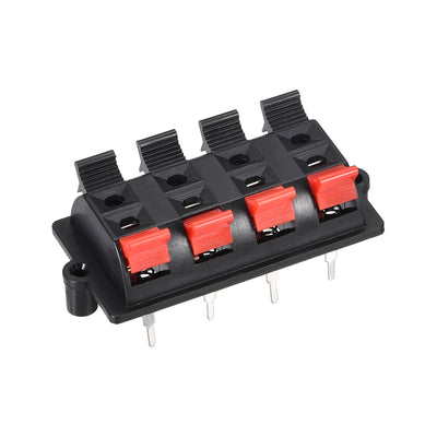 Harfington Uxcell 2 Row 8 Way  Spring Speaker Terminal Clip Push Release Connector Audio Cable Terminals Strip Block Black Red WP8-03 1Pcs