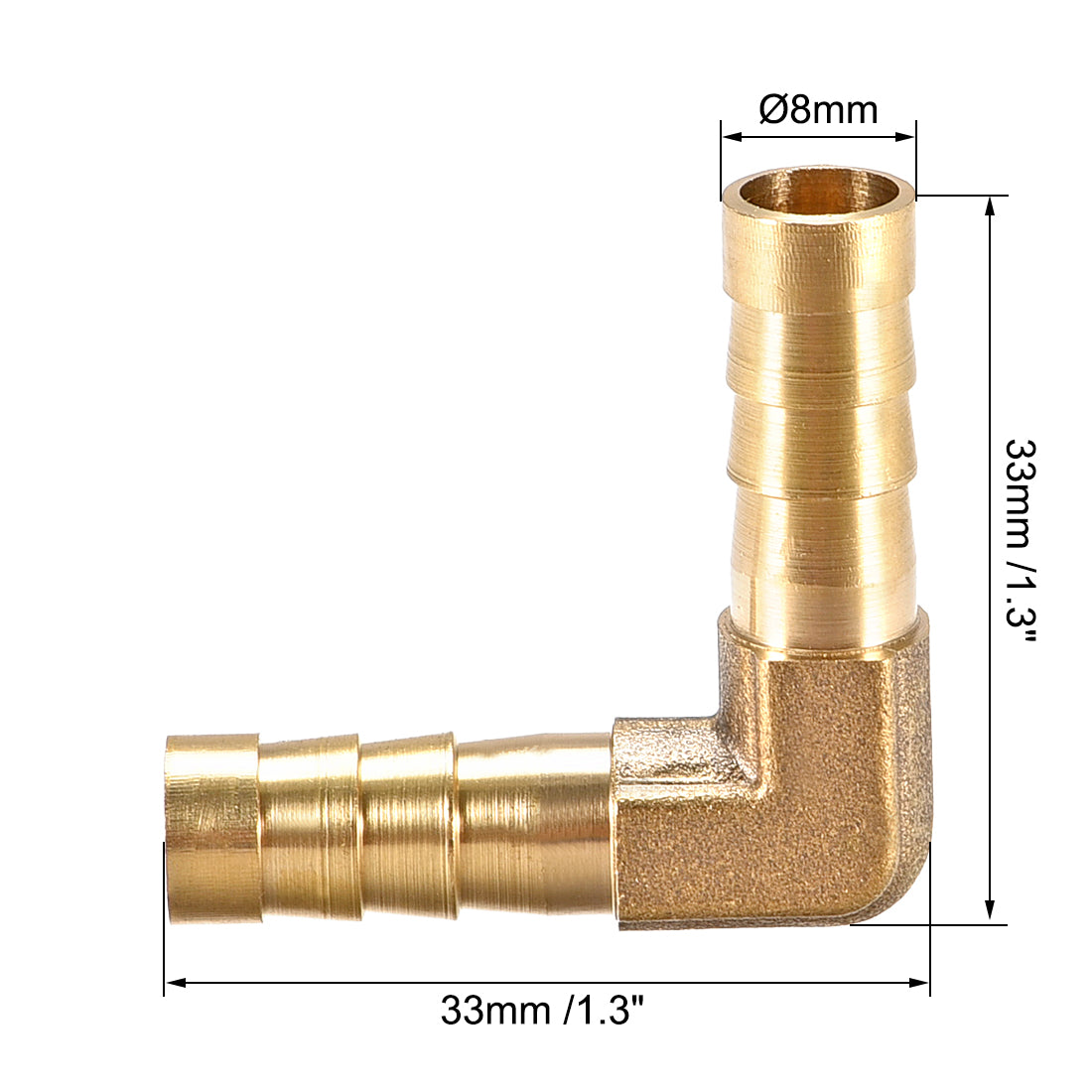 uxcell Uxcell 8mm Barb Brass Hose Fitting 90 Degree Elbow Pipe Connector Coupler Tubing 2pcs