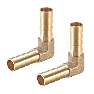 Harfington Uxcell 8mm Barb Brass Hose Fitting 90 Degree Elbow Pipe Connector Coupler Tubing 2pcs