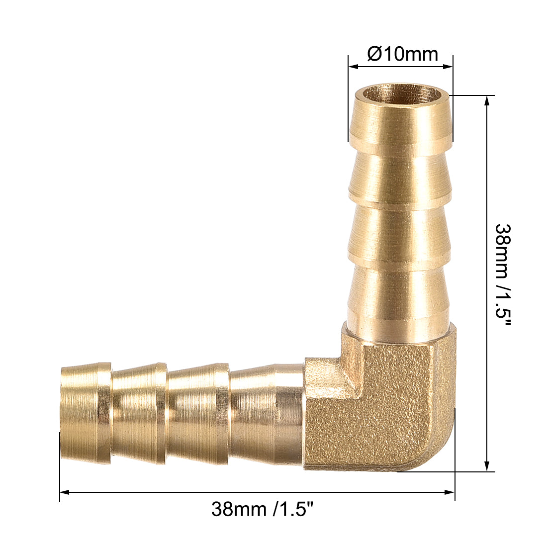 uxcell Uxcell 10mm Barb Brass Hose Fitting 90 Degree Elbow Pipe Connector Coupler Tubing 2pcs