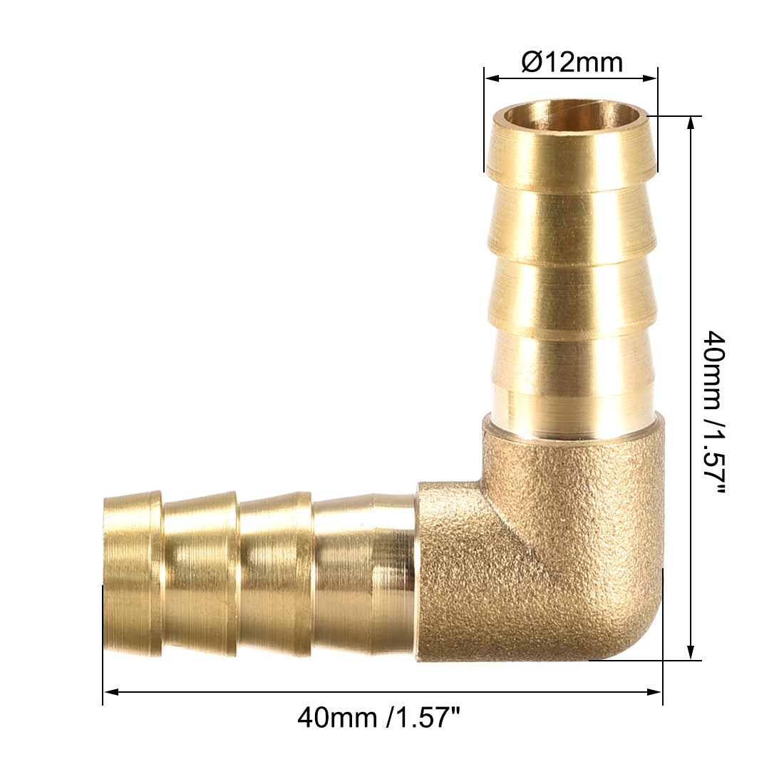 uxcell Uxcell 12mm Barb Brass Hose Fitting 90 Degree Elbow Pipe Connector Coupler Tubing 4pcs