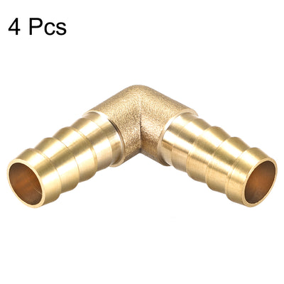 Harfington Uxcell 12mm Barb Brass Hose Fitting 90 Degree Elbow Pipe Connector Coupler Tubing 4pcs