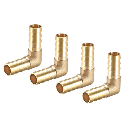 Harfington Uxcell 12mm Barb Brass Hose Fitting 90 Degree Elbow Pipe Connector Coupler Tubing 4pcs