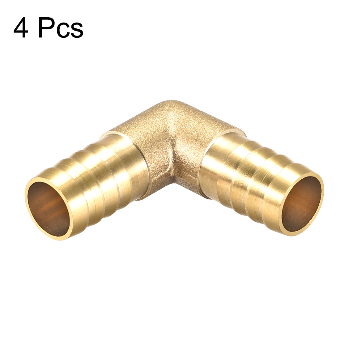 uxcell Uxcell 14mm Barb Brass Hose Fitting 90 Degree Elbow Pipe Connector Coupler Tubing 4pcs