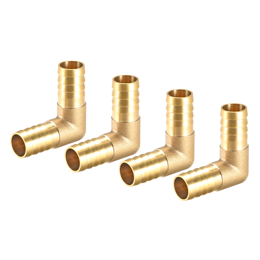 uxcell Uxcell 14mm Barb Brass Hose Fitting 90 Degree Elbow Pipe Connector Coupler Tubing 4pcs