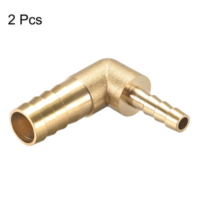 Harfington Uxcell 12mm to 6mm Barb Brass Hose Fitting 90 Degree Elbow Pipe Connector Coupler 2pcs