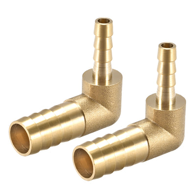 Harfington Uxcell 12mm to 6mm Barb Brass Hose Fitting 90 Degree Elbow Pipe Connector Coupler 2pcs