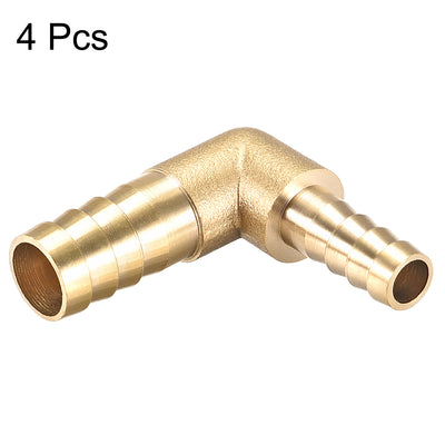 Harfington Uxcell 12mm to 8mm Barb Brass Hose Fitting 90 Degree Elbow Pipe Connector Coupler 4pcs