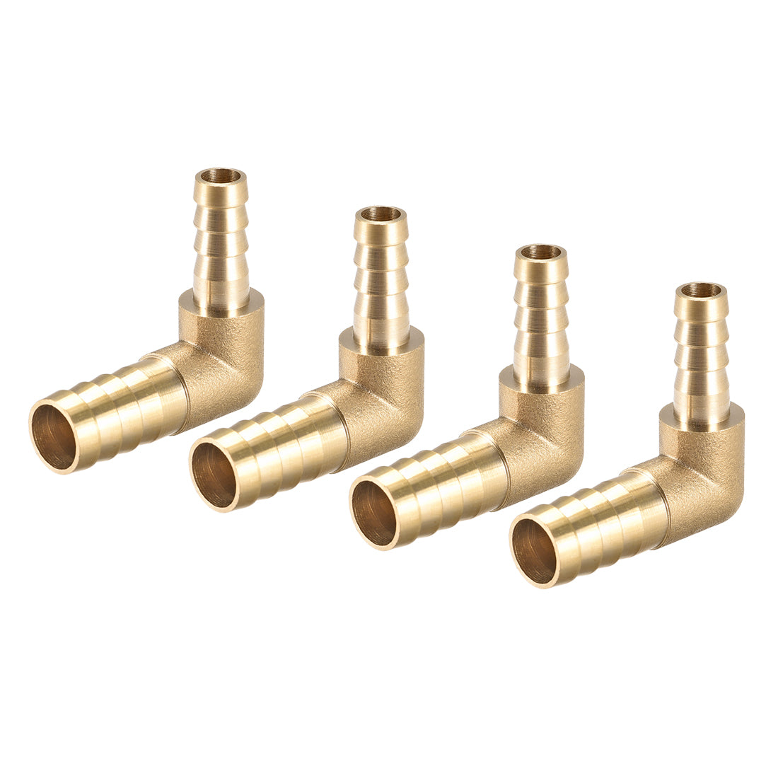 uxcell Uxcell 12mm to 8mm Barb Brass Hose Fitting 90 Degree Elbow Pipe Connector Coupler 4pcs