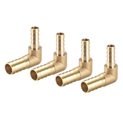 Harfington Uxcell 12mm to 8mm Barb Brass Hose Fitting 90 Degree Elbow Pipe Connector Coupler 4pcs