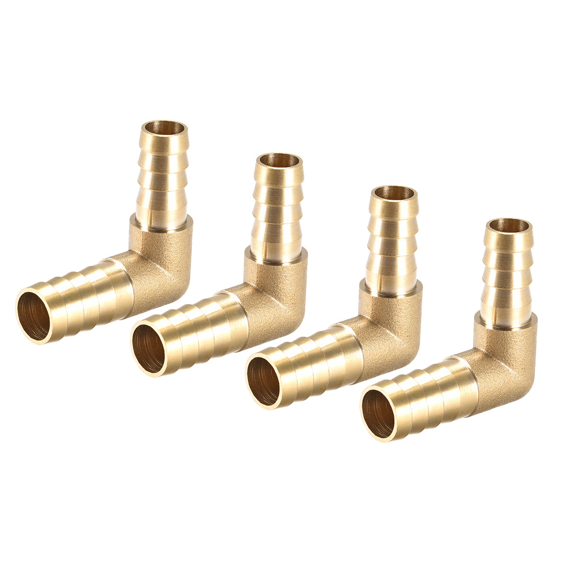 uxcell Uxcell 12mm to 10mm Barb Brass Hose Fitting 90 Degree Elbow Pipe Connector Coupler 4pcs