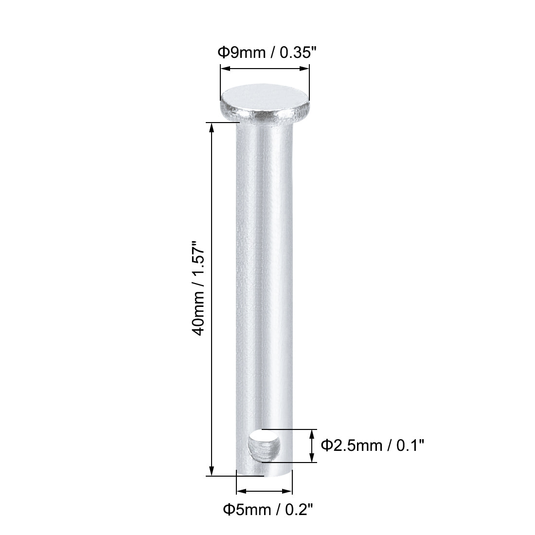 uxcell Uxcell Single Hole Clevis Pins -  Flat Head Zinc-Plating Solid Steel Link Hinge Pin 20Pcs