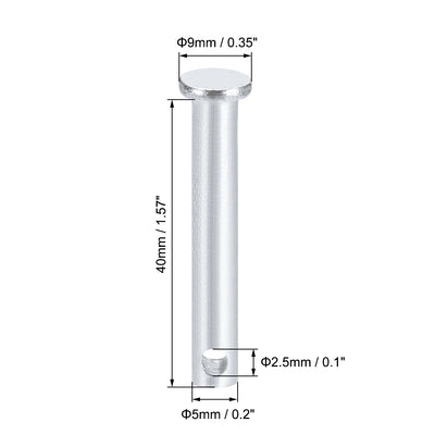 Harfington Uxcell Single Hole Clevis Pins -  Flat Head Zinc-Plating Solid Steel Link Hinge Pin 20Pcs