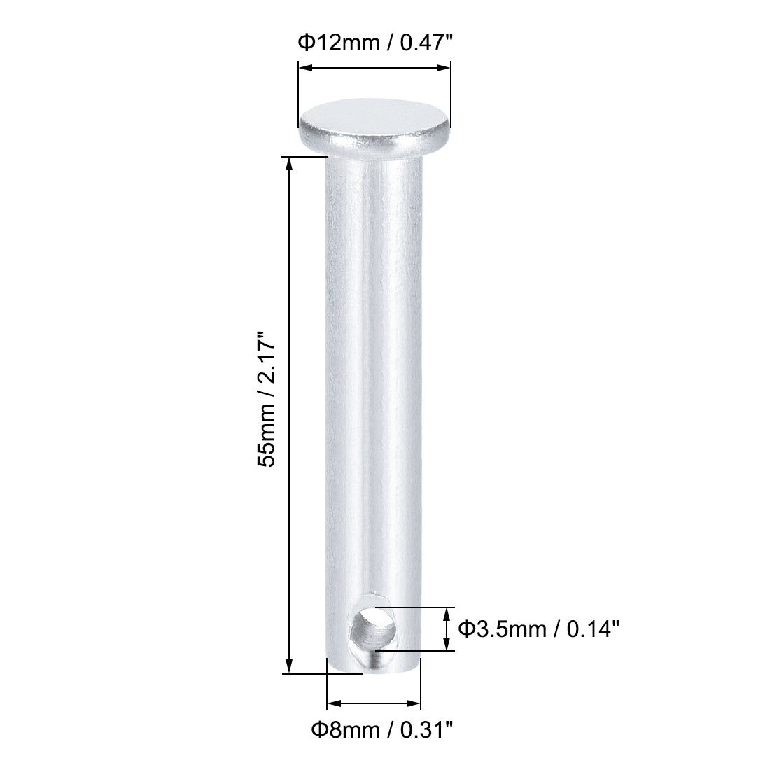 uxcell Uxcell Single Hole Clevis Pins -  Flat Head Zinc-Plating Solid Steel Link Hinge Pin 6Pcs