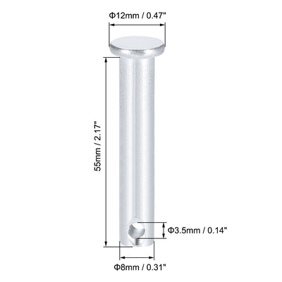 Harfington Uxcell Single Hole Clevis Pins -  Flat Head Zinc-Plating Solid Steel Link Hinge Pin 6Pcs