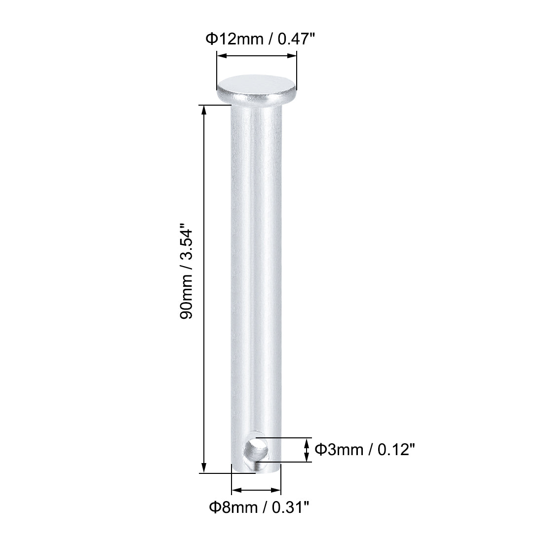 uxcell Uxcell Single Hole Clevis Pins -  Flat Head Zinc-Plating Solid Steel Link Hinge Pin 8Pcs