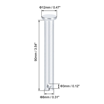 Harfington Uxcell Single Hole Clevis Pins -  Flat Head Zinc-Plating Solid Steel Link Hinge Pin 8Pcs