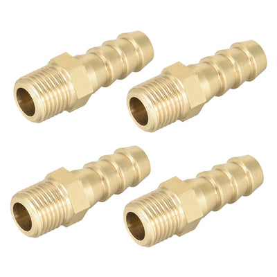 Harfington Uxcell Brass Fitting Connector Metric M10-1 Male to Barb Fit Hose ID 8mm 4pcs