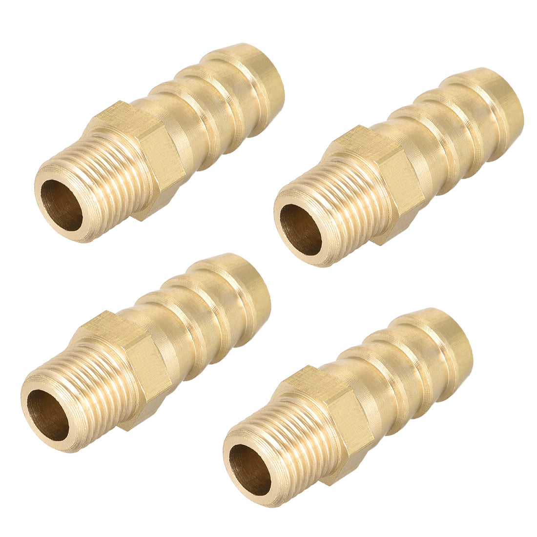 uxcell Uxcell Brass Fitting Connector Metric M10-1 Male to Barb Fit Hose ID 10mm 4pcs