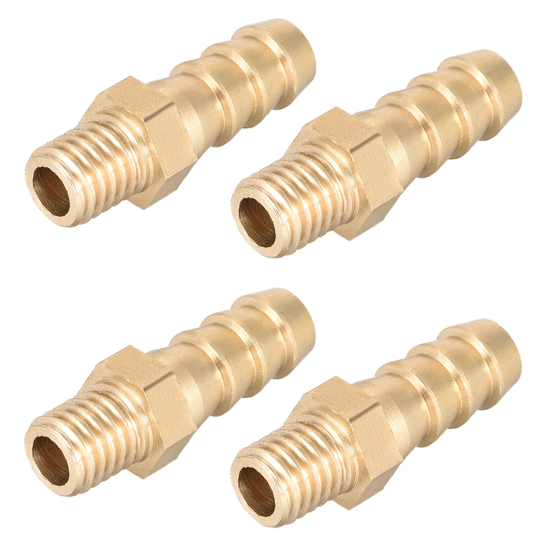 uxcell Uxcell Brass Fitting Connector Metric M8-1.25 Male to Barb Fit Hose ID 8mm 4pcs