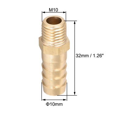 Harfington Uxcell Verbindungsstück aus Messing metrischer Stecker an Schlauch mit Widerhaken 10 mm x M10 x 1,25 (2 Stück)