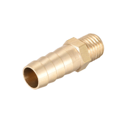 Harfington Uxcell Brass Fitting Connector Metric M10-1.25 Male to Barb Fit Hose ID 10mm 4pcs