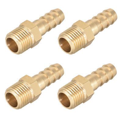 Harfington Uxcell Brass Fitting Connector Metric M12-1.25 Male to Barb Fit Hose ID 8mm 4pcs