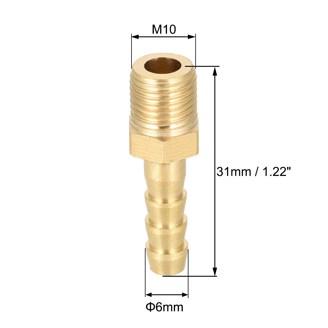 uxcell Uxcell Verbindungsstück aus Messing metrischer Stecker an Schlauch mit Widerhaken 6 mm x M10 x 1 (2 Stück)