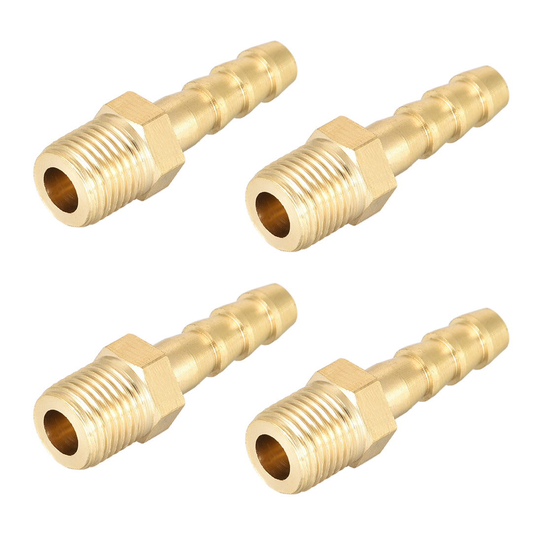 uxcell Uxcell Brass Fitting Connector Metric M10-1 Male to Barb Fit Hose ID 6mm 4pcs