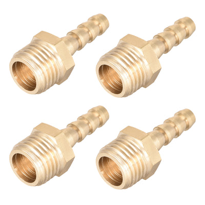 Harfington Uxcell Brass Fitting Connector Metric M14-1.5 Male to Barb Fit Hose ID 6mm 4pcs