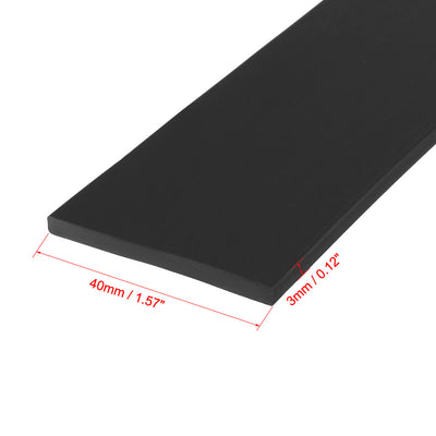 Harfington Uxcell Solid Rectangle Rubber Seal Strip 40mm Wide 3mm Thick, 1 Meter Long Black