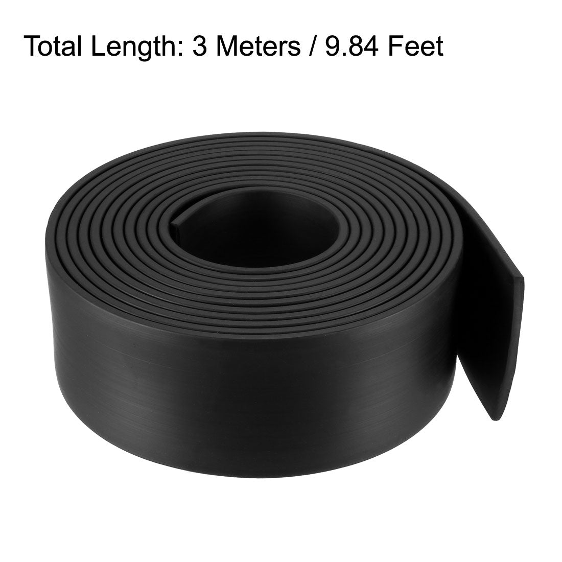 uxcell Uxcell Solid Rectangle Rubber Seal Strip 45mm Wide 3mm Thick, 3 Meters Long Black