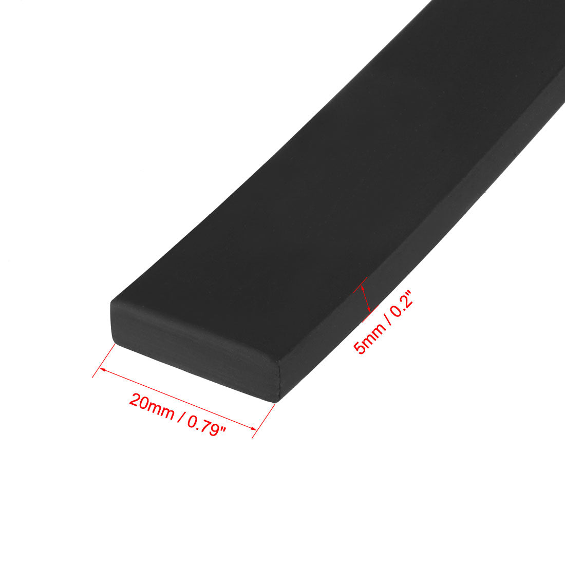 uxcell Uxcell Solid Rectangle Rubber Seal Strip 20mm Wide 5mm Thick, 1 Meter Long Black