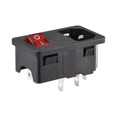 Harfington Uxcell Red Rocker Switch Fused IEC 320 C14 Inlet Power Socket Fuse Switch Connector Plug Connector