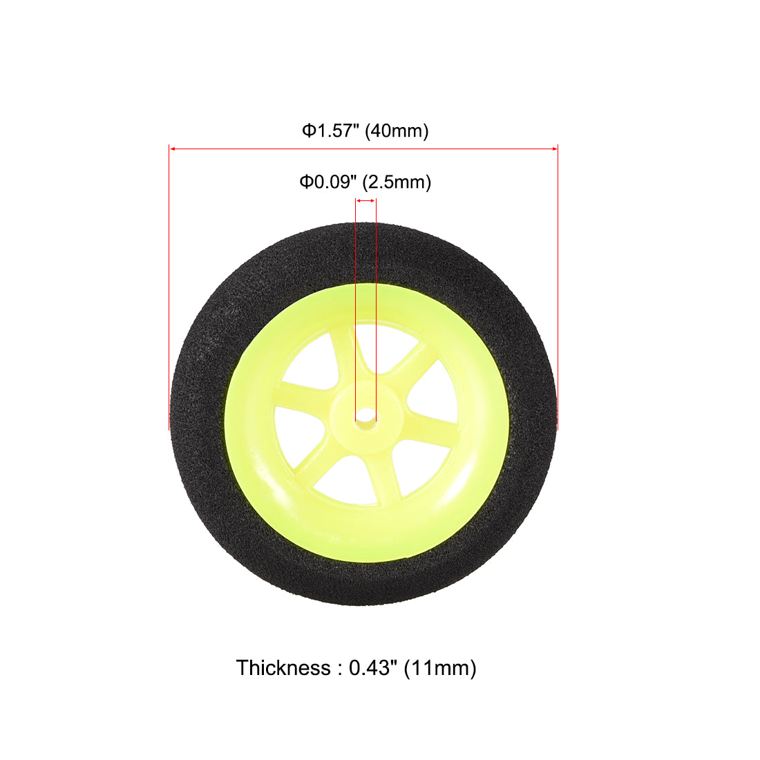 uxcell Uxcell RC Model Plane Aircraft Wheel Micro Sport Wheel 0.09 inch x 1.57 inch -   Wheel 4PCS