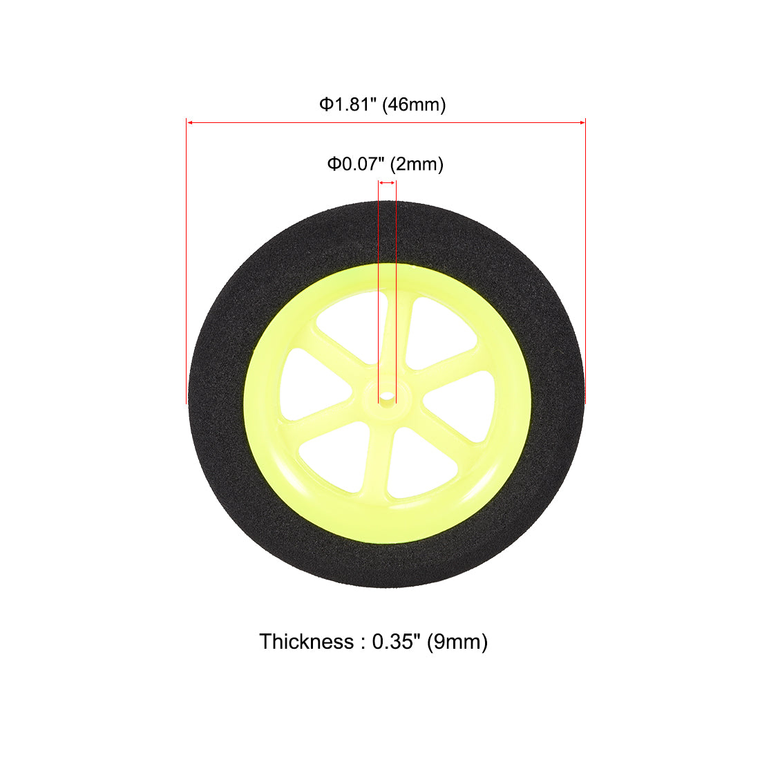 uxcell Uxcell RC Model Plane Aircraft Wheel Micro Sport Wheel 0.07 inch x 1.81 inch -   Wheel 4PCS