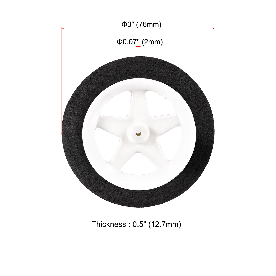 uxcell Uxcell RC Model Plane Aircraft Wheel Micro Sport Wheel 0.07 inch x 3 inch -   Wheel 6PCS