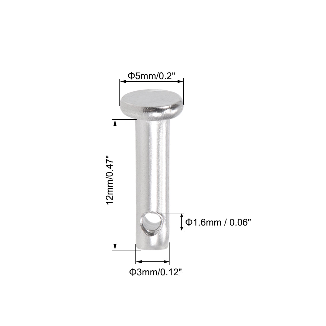 uxcell Uxcell Single Hole Clevis Pins - 3mm x 12mm Flat Head 304 Stainless Steel Link Hinge Pin 20Pcs