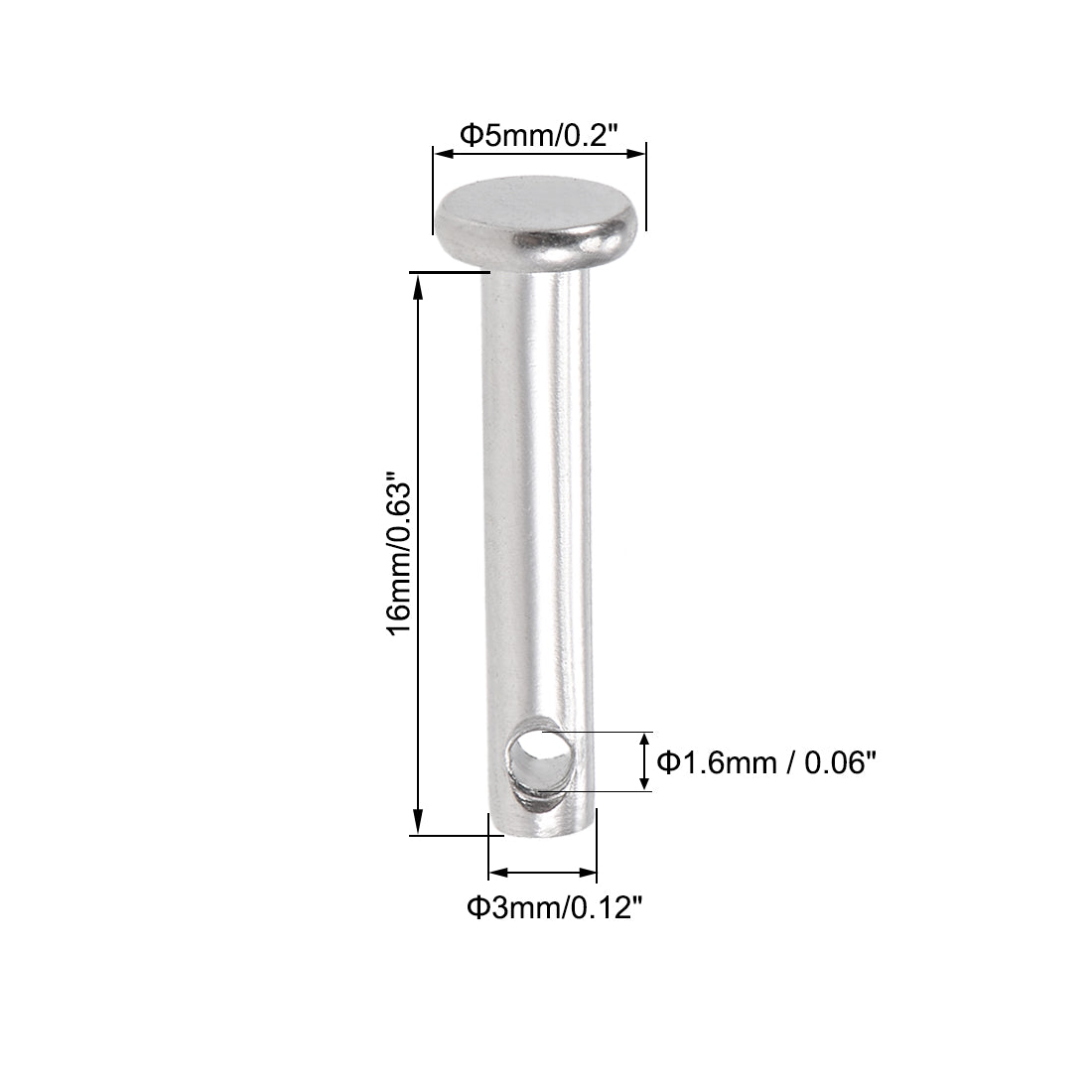 uxcell Uxcell Single Hole Clevis Pins - Flat Head 304 Stainless Steel Link Hinge Pin 20Pcs