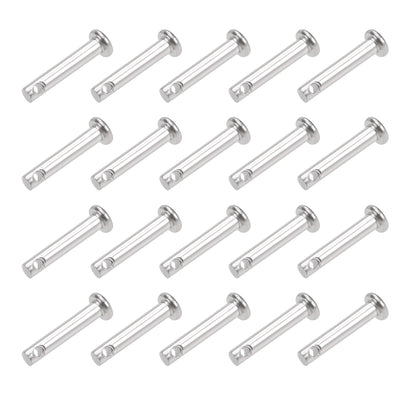 Harfington Uxcell Single Hole Clevis Pins - Flat Head 304 Stainless Steel Link Hinge Pin 20Pcs