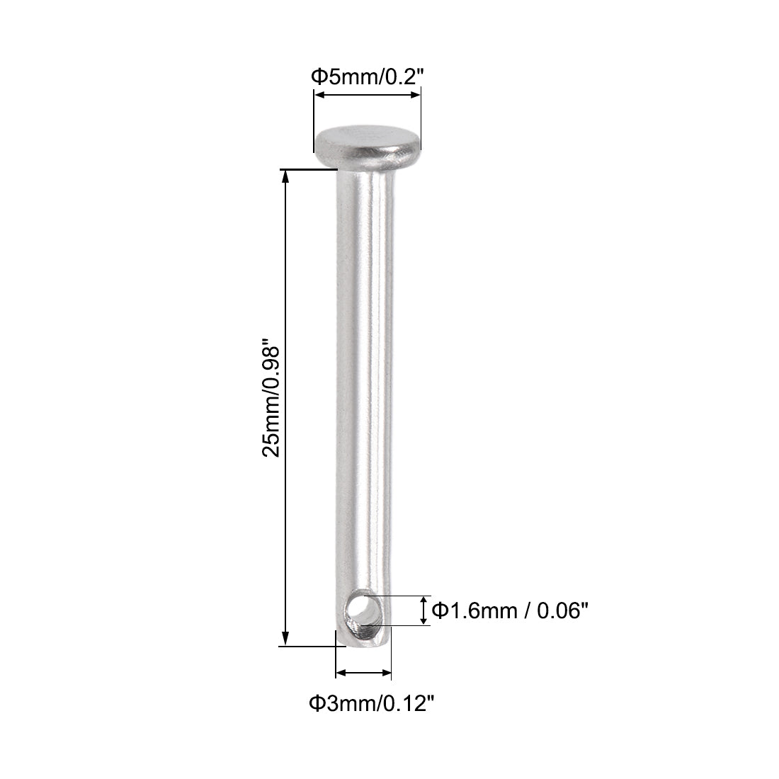 uxcell Uxcell Single Hole Clevis Pins - Flat Head 304 Stainless Steel Link Hinge Pin 10Pcs