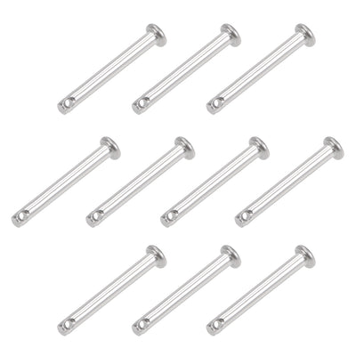 Harfington Uxcell Single Hole Clevis Pins - Flat Head 304 Stainless Steel Link Hinge Pin 10Pcs